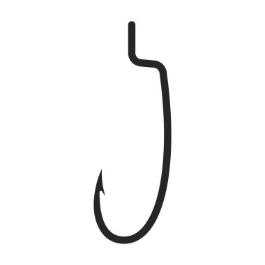 Balık kancası vektör simgesi. Siyah vektör simgesi beyaz arkaplan balık kancasında izole edildi.