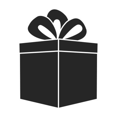 Hediye kutusu vektör simgesi. Siyah vektör simgesi beyaz arkaplan hediye kutusunda izole edildi .