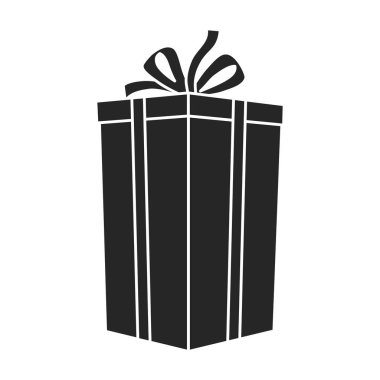 Hediye kutusu vektör simgesi. Siyah vektör simgesi beyaz arkaplan hediye kutusunda izole edildi .