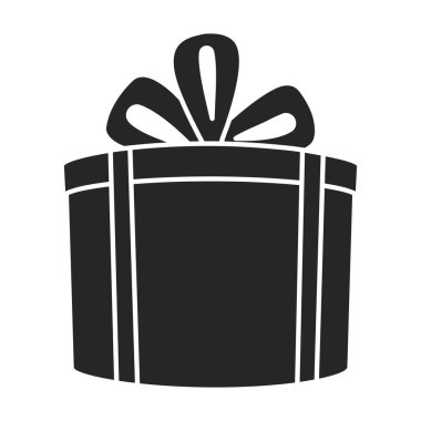 Hediye kutusu vektör simgesi. Siyah vektör simgesi beyaz arkaplan hediye kutusunda izole edildi .