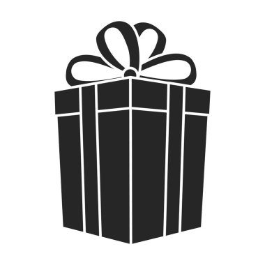 Hediye kutusu vektör simgesi. Siyah vektör simgesi beyaz arkaplan hediye kutusunda izole edildi .