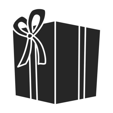 Hediye kutusu vektör simgesi. Siyah vektör simgesi beyaz arkaplan hediye kutusunda izole edildi .