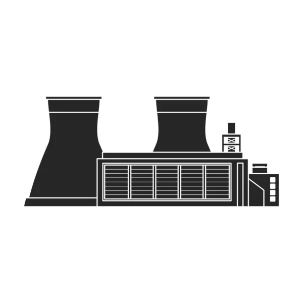 Εργοστάσιο κτίριο διάνυσμα εικόνα.Μαύρο διάνυσμα εικονίδιο απομονώνονται σε λευκό φόντο εργοστάσιο κτίριο. — Διανυσματικό Αρχείο