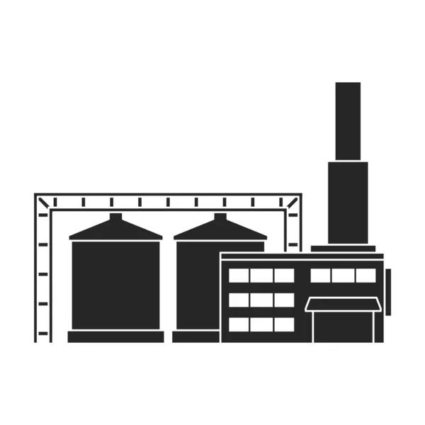 Черный векторный значок изолирован на белом фоне здания фабрики. — стоковый вектор
