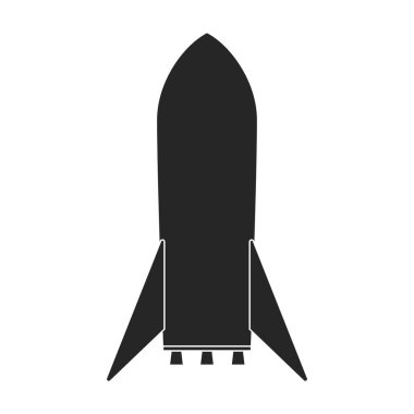Uzay roket vektör simgesi. Beyaz arka plan uzay roketinde siyah vektör simgesi izole edildi.