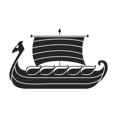 Gemi Viking vektör simgesi. Siyah vektör simgesi beyaz arka plan viking gemisinde izole edildi.