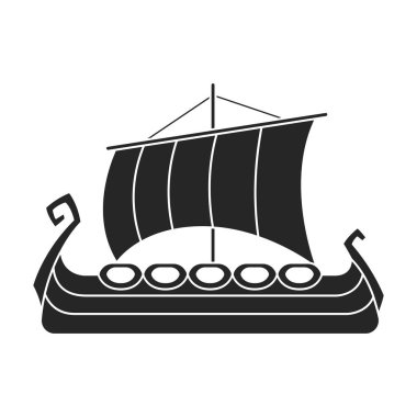 Gemi Viking vektör simgesi. Siyah vektör simgesi beyaz arka plan viking gemisinde izole edildi.