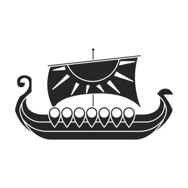 Gemi Viking vektör simgesi. Siyah vektör simgesi beyaz arka plan viking gemisinde izole edildi.