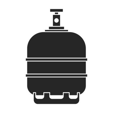 Gaz silindiri vektör siyah simgesi. Vector illüstrasyon lpg wite arkaplanda. Gaz silindirinin izole siyah illüstrasyon simgesi.