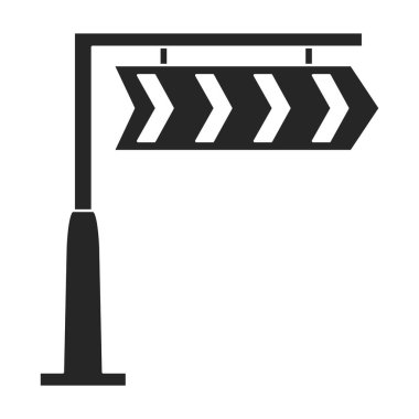 Yol işareti simgesi. Siyah vektör simgesi işareti beyaz arkaplanda izole edildi .