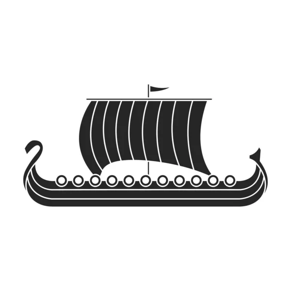 Nave viking vector icon.Black icono del vector aislado en el fondo blanco nave vikinga. — Vector de stock