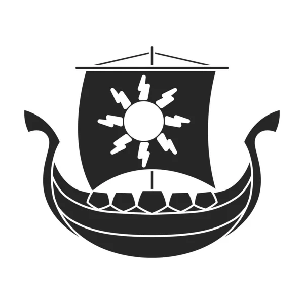 Ship viking vector icon.Black vector pictogram geïsoleerd op witte achtergrond schip viking. — Stockvector