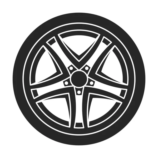 Roda carro vetor ícone icon.Black vetor isolado no carro roda de fundo branco. — Vetor de Stock