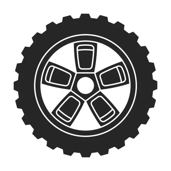 Wiel auto vector icon.Black vector pictogram geïsoleerd op witte achtergrond wiel auto. — Stockvector