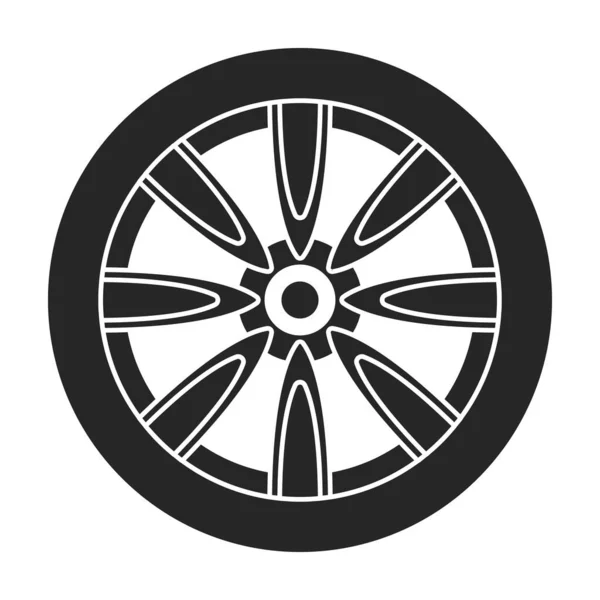 Wiel auto vector icon.Black vector pictogram geïsoleerd op witte achtergrond wiel auto. — Stockvector