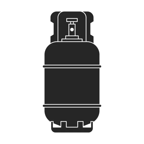 Черный значок вектора газового баллона. Векторная иллюстрация lpg на белом фоне. Изолированная чёрная иллюстрация иконки газового баллона. — стоковый вектор