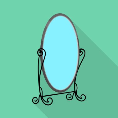 Ayna ve modern sembolün izole edilmiş nesnesi. Stok için ayna ve daire vektör simgesi grafiği.