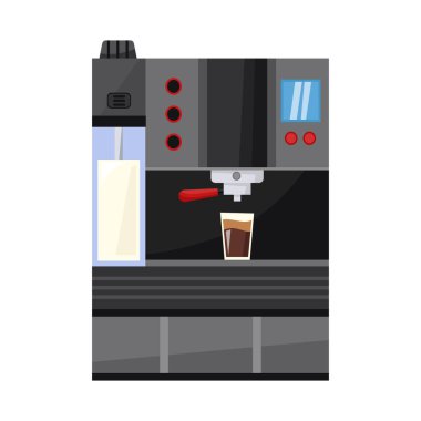 Kahve makinesi ve içecek logosunun vektör çizimi. Kahve makinesi ve elektronik stok vektör illüstrasyonunun grafiği.