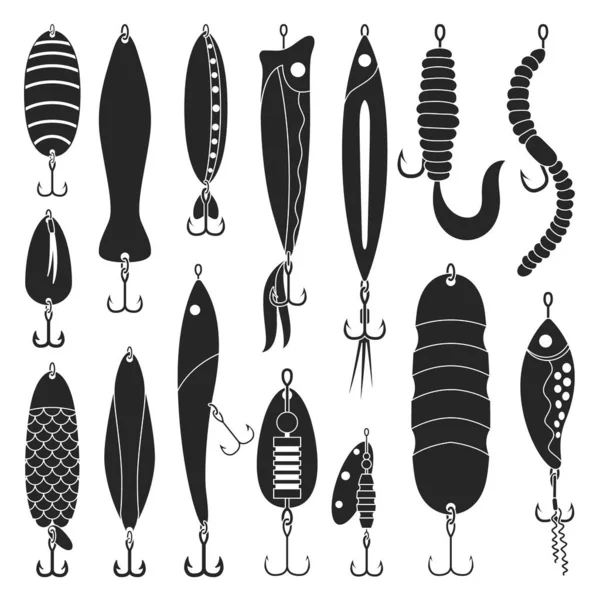 Tackle des Ködervektors schwarzes Symbol. Isolierte schwarze Set Symbol crankbait.Vector Illustration Tackle von Köder auf weißem Hintergrund . — Stockvektor