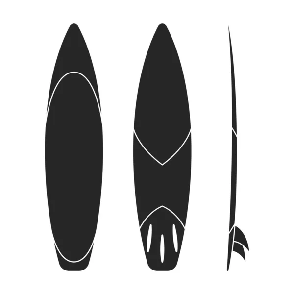 Surfboard vector black set icon.Illustrazione vettoriale tavola da surf per ondulazione.Isolato icona hawaii di surf board. — Vettoriale Stock