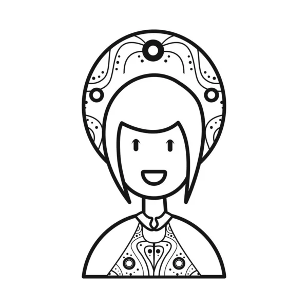 Diseño vectorial de símbolo vietnamita y mujer. Conjunto de vietnamita y niña símbolo de stock para la web. — Vector de stock