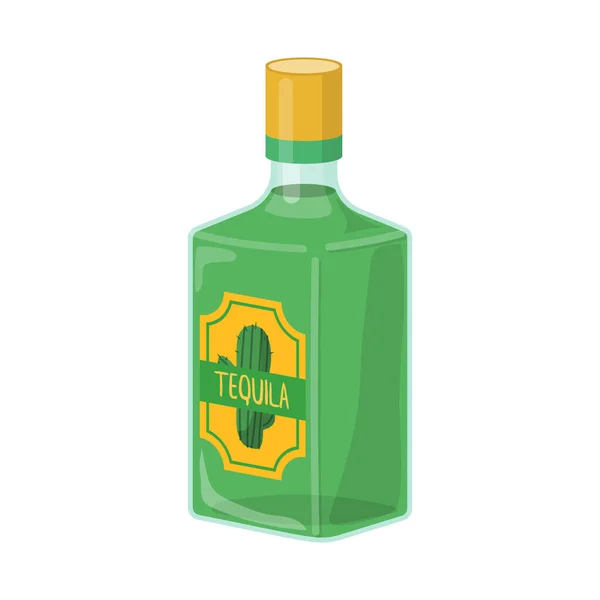 Vereinzelte Objekt der Flasche und Tequila-Logo. Grafik des Flaschen- und Glasvektorsymbols für Lagerbestand. — Stockvektor