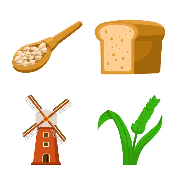Oggetto isolato di grano e icona del raccolto. Serie di grano e orecchio stock vettoriale illustrazione. — Vettoriale Stock