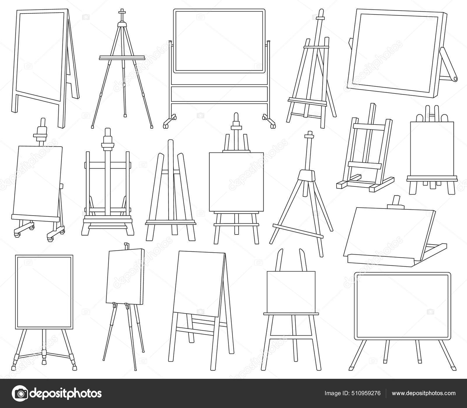 Easel vector outline icon set . Collection vector illustration easel on
