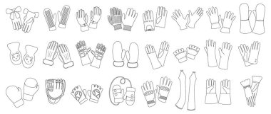 Eldiven izole edilmiş çizgi simgesi. Beyaz arkaplanda vektör illüstrasyon eldiveni. Vektör çizgisi simge eldiveni .