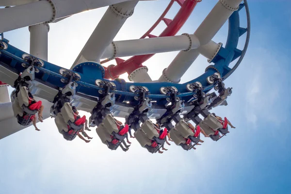 People Roller Coasters Blur Because Speed — Stock Photo, Image