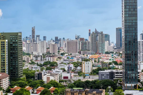Flygfoto Många Höga Byggnader Och Bostadsrätter Bangkok — Stockfoto