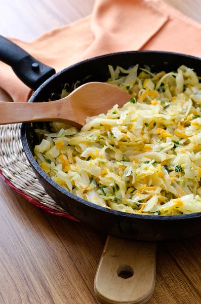 Cabbage in a frying pan — Stock Photo, Image