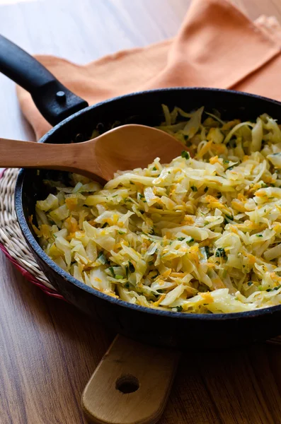 Cabbage in a frying pan — Stock Photo, Image