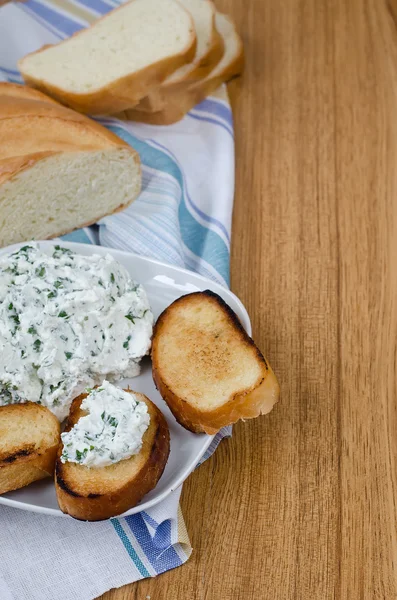 Toasts with cottage cheese — Stock Photo, Image