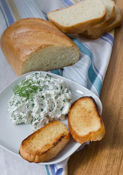 Toasts with cottage cheese — Stock Photo, Image