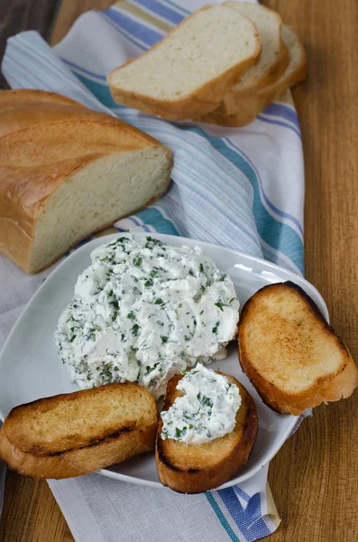 Toasts with cottage cheese — Stock Photo, Image