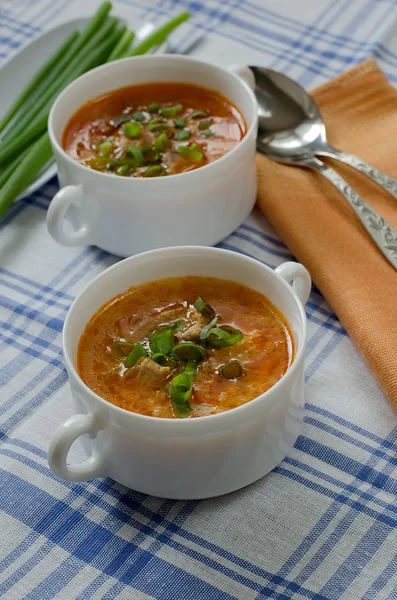 Sopa de tomate con arroz y carne —  Fotos de Stock