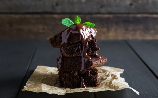 Pieces of chocolate brownies — Stock Photo, Image