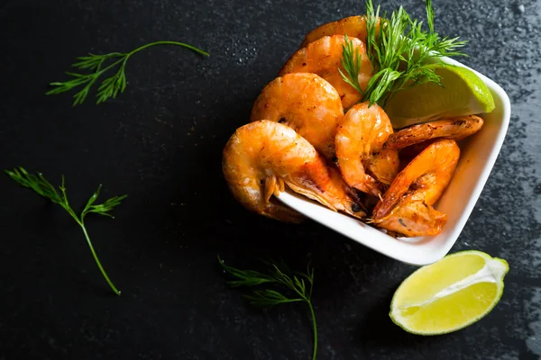 Fried shrimp and greens