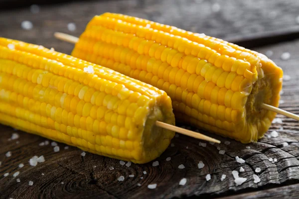 Cobs of corn boiled with sea salt — Stock Photo, Image