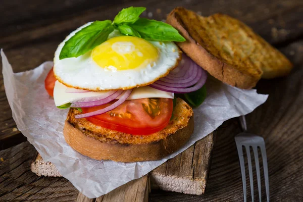 Sandviç sebze ve kızarmış yumurta — Stok fotoğraf