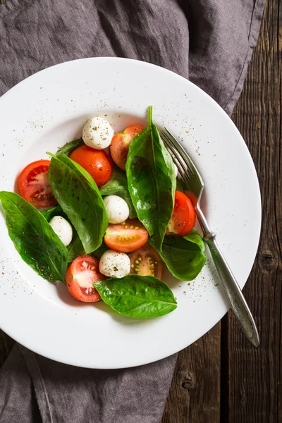 Salad with mozzarella basil and cherry tomatoes — Stock Photo, Image