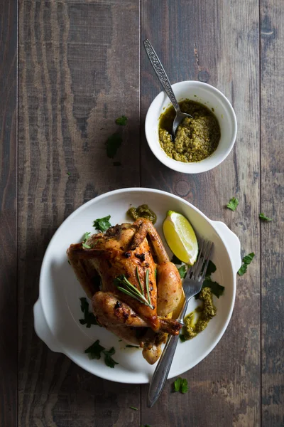 Roast chicken with herbs and spices — Stock Photo, Image