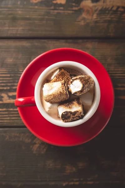 Becher Heißer Kakao Mit Marshmallows — Stockfoto