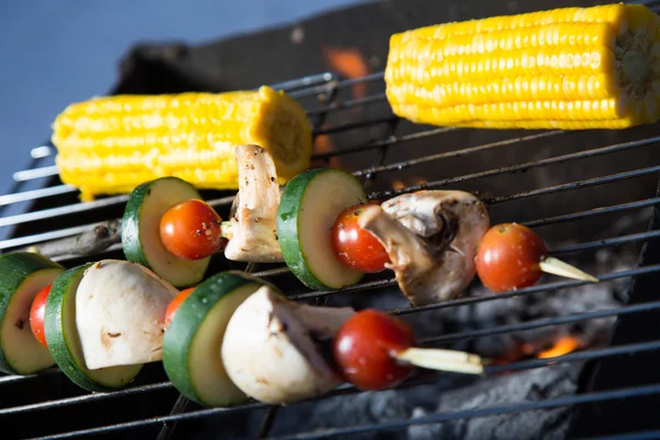 Vegetarische spiesjes op de grill — Stockfoto