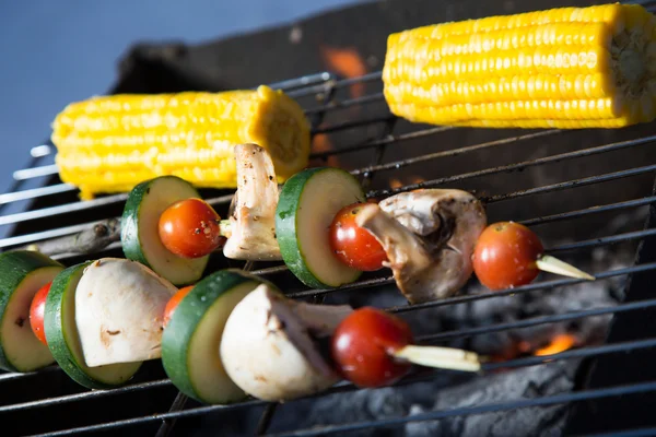 Vegetarische Spieße auf dem Grill — Stockfoto