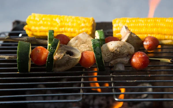 Vegetarische spiesjes op de grill — Stockfoto
