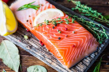 A piece of salmon and spices