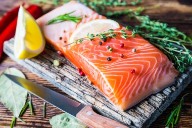 A piece of salmon and spices