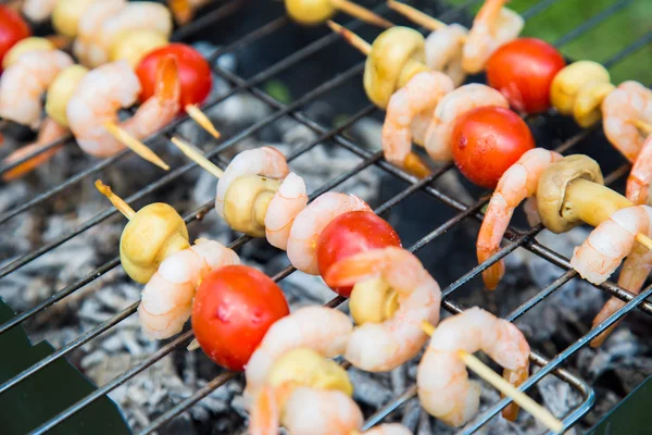 Kebab from shrimps — стокове фото